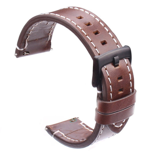 Genuine Leather Watchbands 18mm 20mm 22mm 24mm Black Dark Brown Belt With Buckle