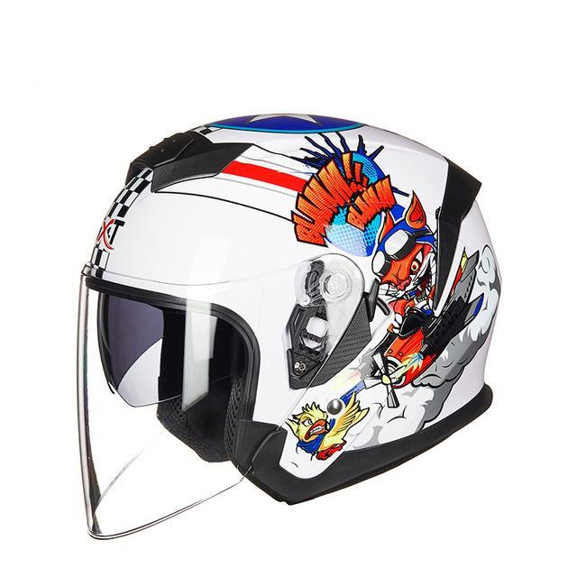Open face scooter helmet dual lens electric motorcycle joke helmets