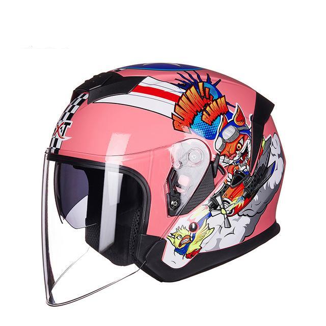 Open face scooter helmet dual lens electric motorcycle joke helmets