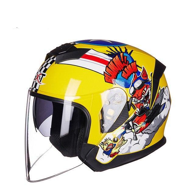 Open face scooter helmet dual lens electric motorcycle joke helmets