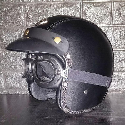 Vintage scooter motorcycle helmets leather 3/4 open face retro helmet
