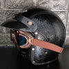 Vintage scooter motorcycle helmets leather 3/4 open face retro helmet