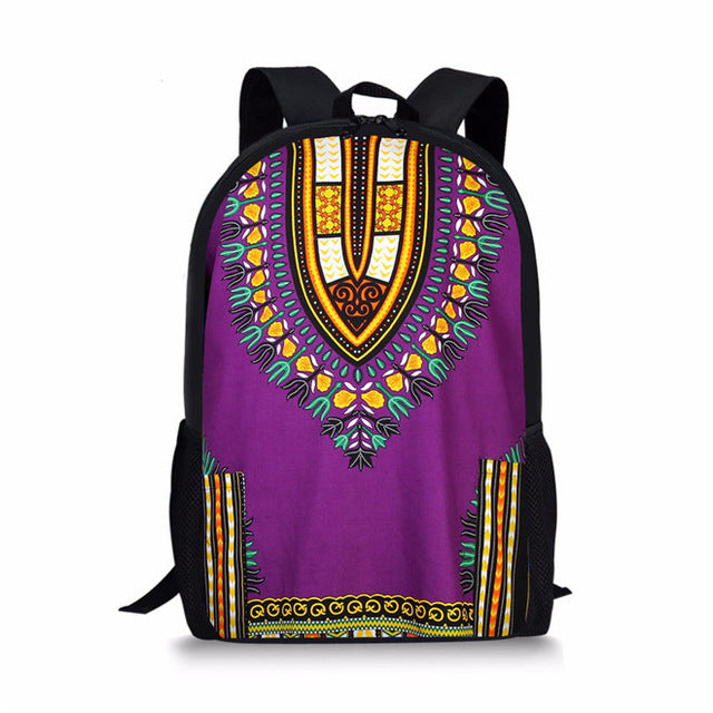 Vintage canvas backpack African traditional printed bags set school bag girls students 3pcs