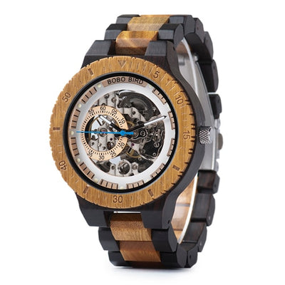 Vintage wood watches automatic mechanical wrist watch men's gift relogio masculino