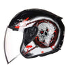 open face electric motorcycle helmet black skull biker scooter helmets men