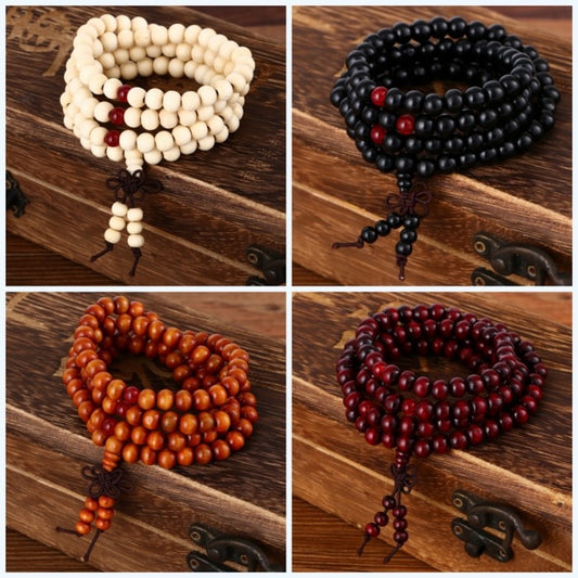 Natural stone bracelet buddha wood prayer bead mala sandal wood buddhist pulseras