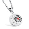 Punk jewelry necklaces sun pendant CZ stainless steel for men trendy hippie