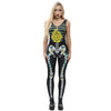 Sexy halloween fantastic scary costume women catsuit jumpsuit cosplay skeleton rose print