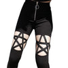 Sexy women tight pants black gothic leggings hollow out five-pointed star