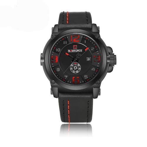 Military men wristwatch leather watch date day display relogio masculino