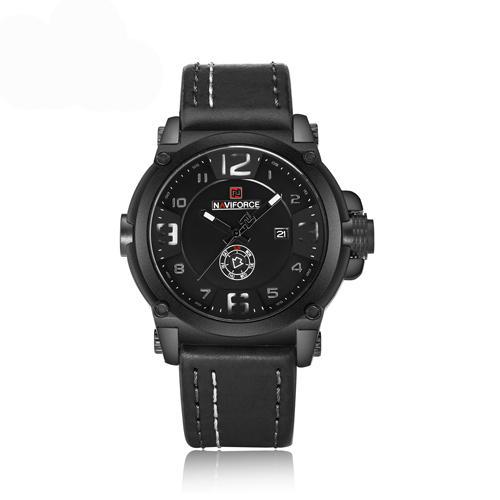 Military men wristwatch leather watch date day display relogio masculino