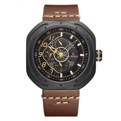 Leather wristwatch men analog quartz sport watch fashion outdoor casual relogio