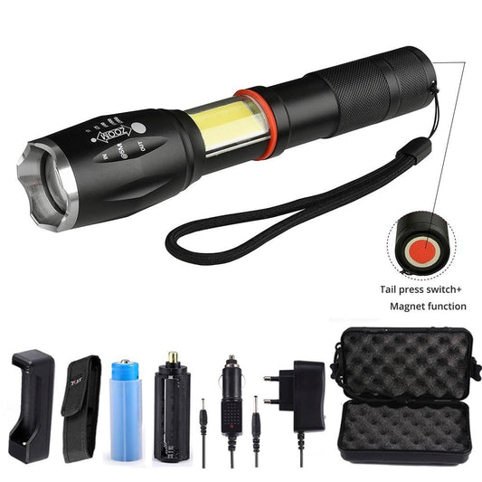 Tactical led flashlight portable torch 8000 lums use 18650 battery outdoor camping