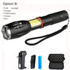 Tactical led flashlight portable torch 8000 lums use 18650 battery outdoor camping