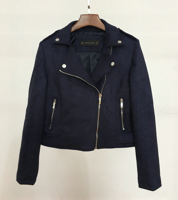 Leather jacket women biker outwear motorcycle coat soft slim fit cute
