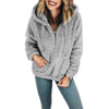 Women hoodie coat winter faux fur overcoat zipper soft warm casual jacket