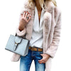 Women winter coat elegant pink faux fur overcoat soft warm casual jacket