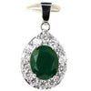 Pendant 925 silver jewelry drop shape real green emerald white CZ lady wedding gifts 31x16mm