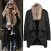 Women long cardigan coat collar faux fur Jacket winter autumn oversize