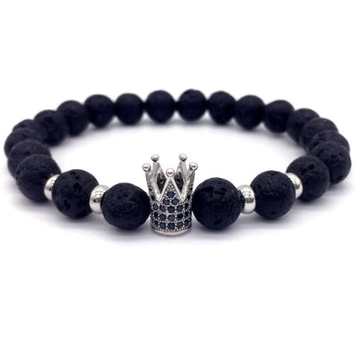 Men women stone beads bracelet charm bangles crown love jewelry gift