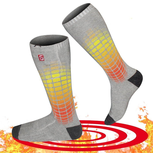 Health electric heated winter socks grey color absorbent breathable rechargable