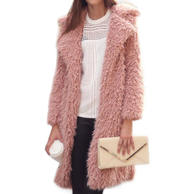 Women long cardigan coat faux fur overcoat warm soft teddy jacket winter autumn