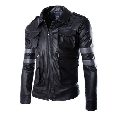 Vintage leather motorcycle jacket for men retro biker jacket outdoor clothing