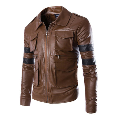Vintage leather motorcycle jacket for men retro biker jacket outdoor clothing