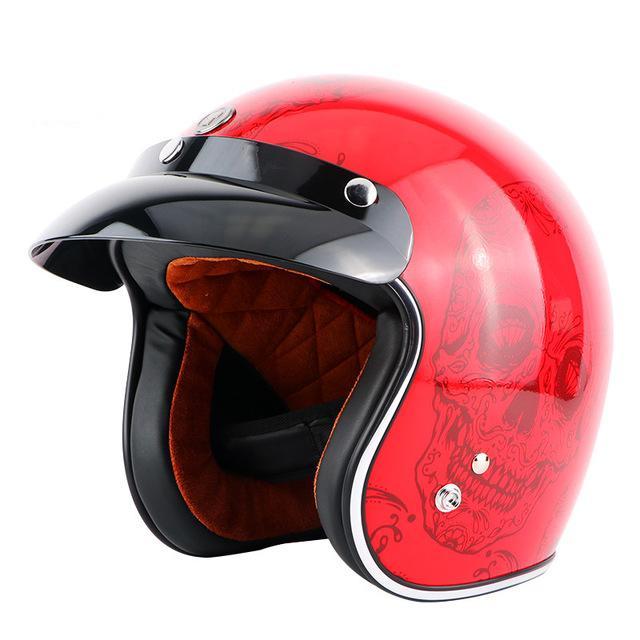 Orange skull vintage motorcycle helmets retro scooter helmet cool half moto casco
