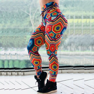 Fitness pants digital printed leggings women high waist push up workout running wear
