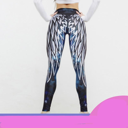 Yoga pants fitness leggings angel wings print bodybuilding sportswear women
