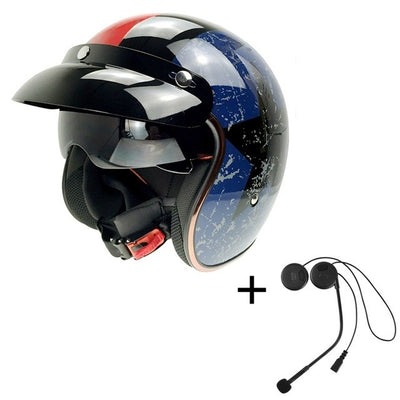 Vintage bluetooth motorcycle helmet smart biker headset phone taking GPRS